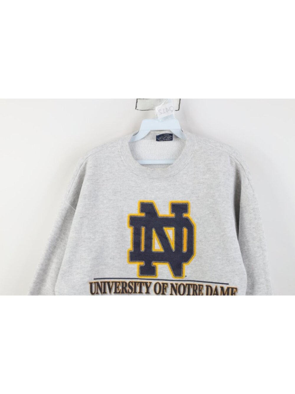 Vintage 90s Mens Large University of Notre Dame Crewneck Sweatshirt Gray USA - Picture 2 of 15